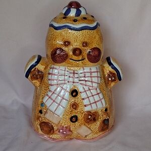 Dolomite Gingerbread Man Cookie Jar Christmas Canister Candy Holiday Bow Tie